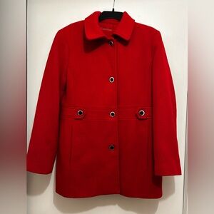 Calvin Klein Women's Bold Red Pea Coat
